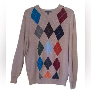 Old Navy Vintage V-neck Cotton Argyle sweater. Size XL GUC